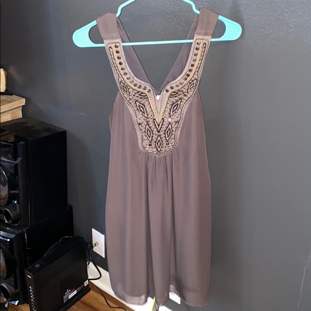 Gray studded mini dress